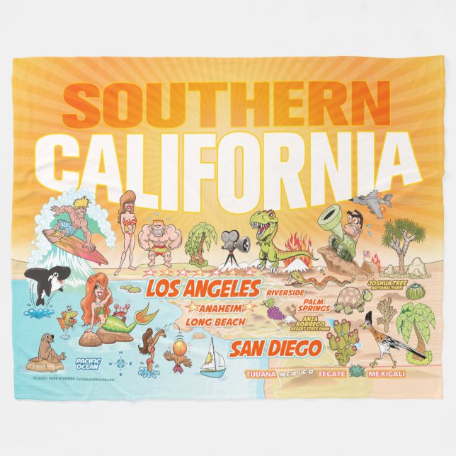 Couverture Polaire Sunny Southern California Sherpa Blanket (Devant (Horizontal))