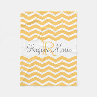Couverture Polaire Sunny Yellow/ White Monogramme Nom Keepsaké Chevro