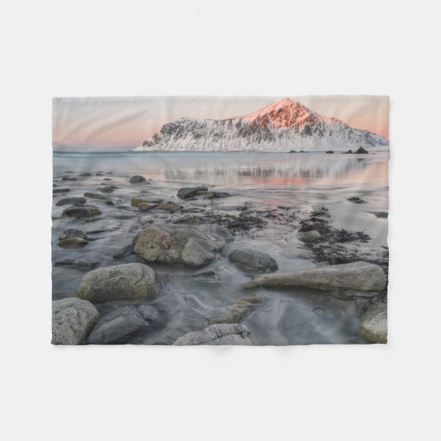 Couverture Polaire Sunrise Flakstad et Skagsanden Beach (Devant (Horizontal))