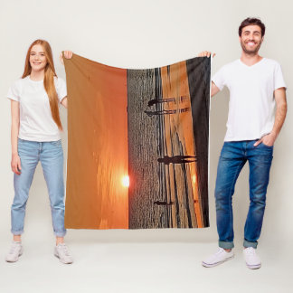 Couverture Polaire Sunset Beach Wall Art Coastal Ocean Decor