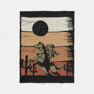 Couverture Polaire Sunset Horseback équitation Rodéo Western Retro Co