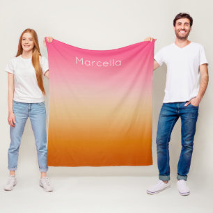 Couverture Polaire Sunset Orange Rose Ombré Nom personnalisé