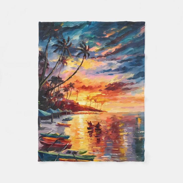 Couverture Polaire Sunset Paradise Glow (Devant)