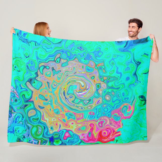 Couverture Polaire Super Abstrait Rainbow Liquid Swirl (En situation)