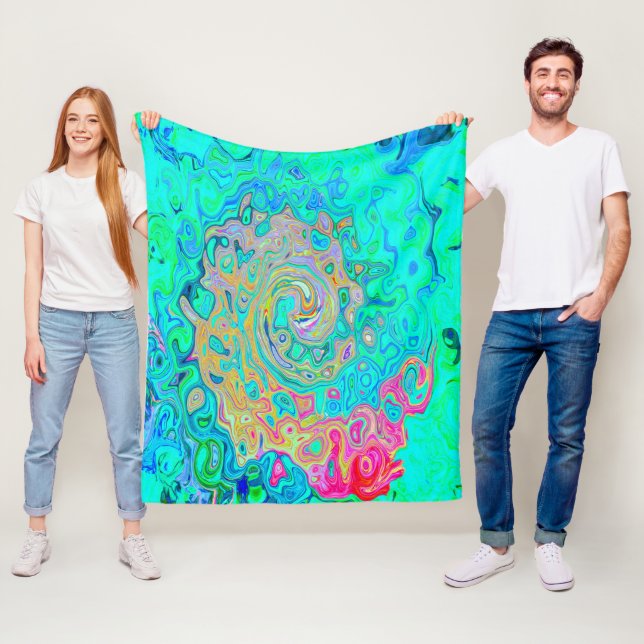 Couverture Polaire Super Abstrait Rainbow Liquid Swirl (En situation)