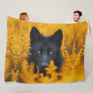 Couverture Polaire Super Chien noir avec des yeux d'or étonnants