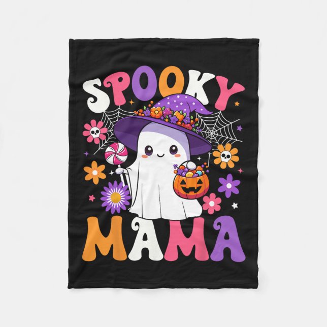 Couverture Polaire Super Éffrayant Mama Halloween Ghost Citrouille Ha (Devant)