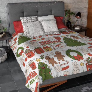 Couverture Polaire Super Hippie Retro Joyeux Noël Père Noël Funny