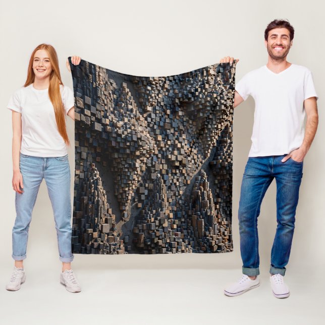 Couverture Polaire Super Micro Cube Mosaïque 3D Extrudée (En situation)