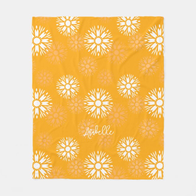 Couverture Polaire Super Orange Daisy Fleur Rétro Nom Floral (Devant)