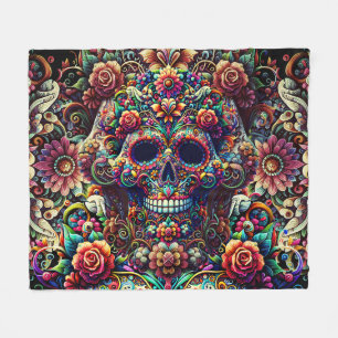 Couverture Polaire Super Sugar Skull floral vibrant