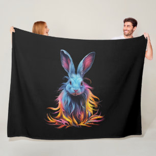 Couverture Polaire Superbe Lapin Bleu en feu