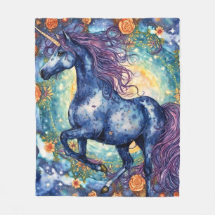 Couverture Polaire Superbe licorne Bleue