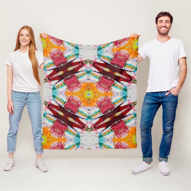 Couverture Polaire Superbe peinture Abstraite colorée (En situation)