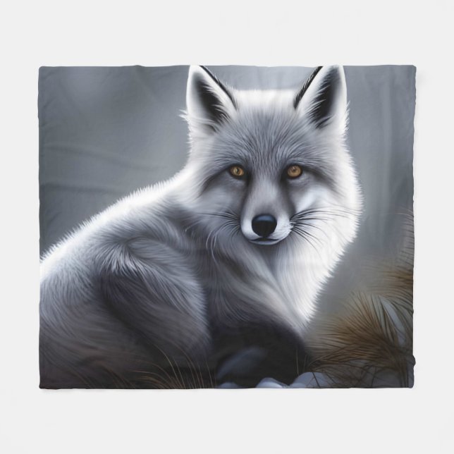 Couverture Polaire Superbe Renard Artique (Devant (Horizontal))
