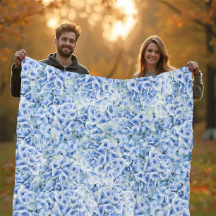 Couverture Polaire Superbes hydrangées bleues - motif floral