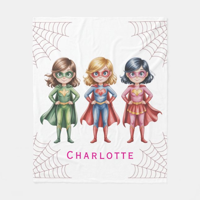 Couverture Polaire Supergirl Héros fête d'anniversaire pour les fille (Devant)