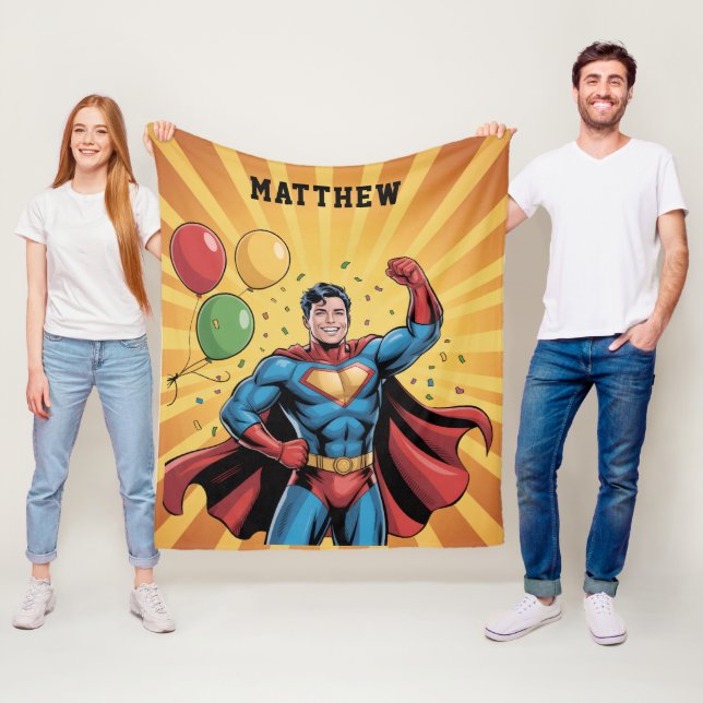 Couverture Polaire Superhero Boys Birthday Party Gift (En situation)