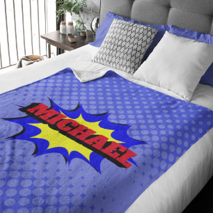 Couverture Polaire Superhero Kids Comic Book Nom personnalisé