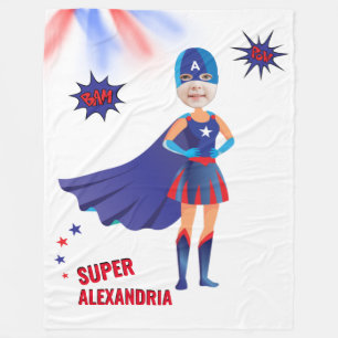 Couverture Polaire Superhero USA Superning Girl Anniversaire Extraord