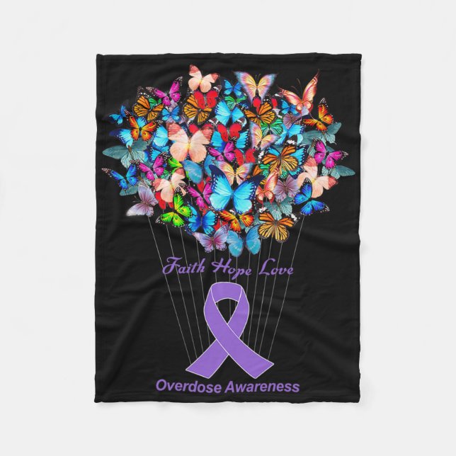 Couverture Polaire Surdose de tournesol violet de papillon (Devant)