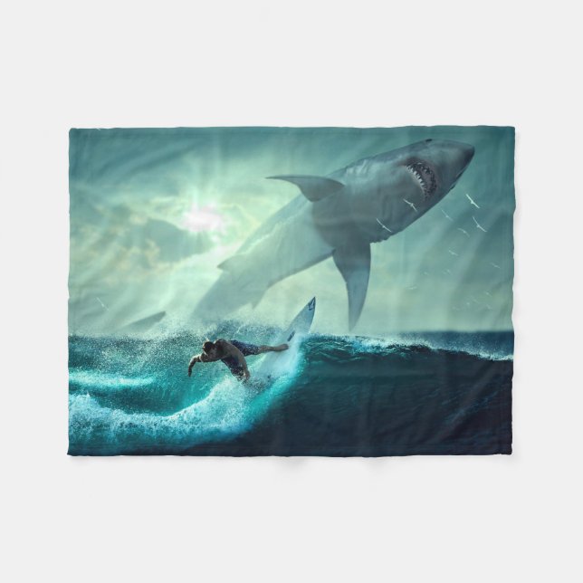 Couverture Polaire Surf avec requins (Devant (Horizontal))