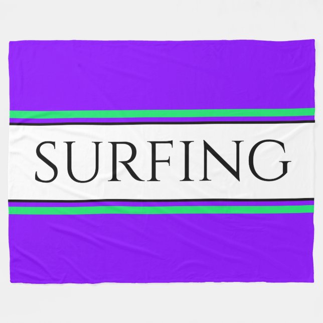 Couverture Polaire Surf Lumineuse Violet Lime Blanc Stripes De Course (Devant (Horizontal))