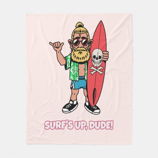 Couverture Polaire Surf’s Up Dude Bearded Cartoon Surfer (Devant)