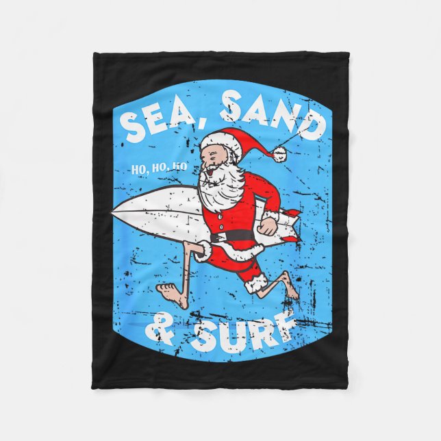 Couverture Polaire Surfing Santa - Christmas Surfboarding Santa Claus (Devant)