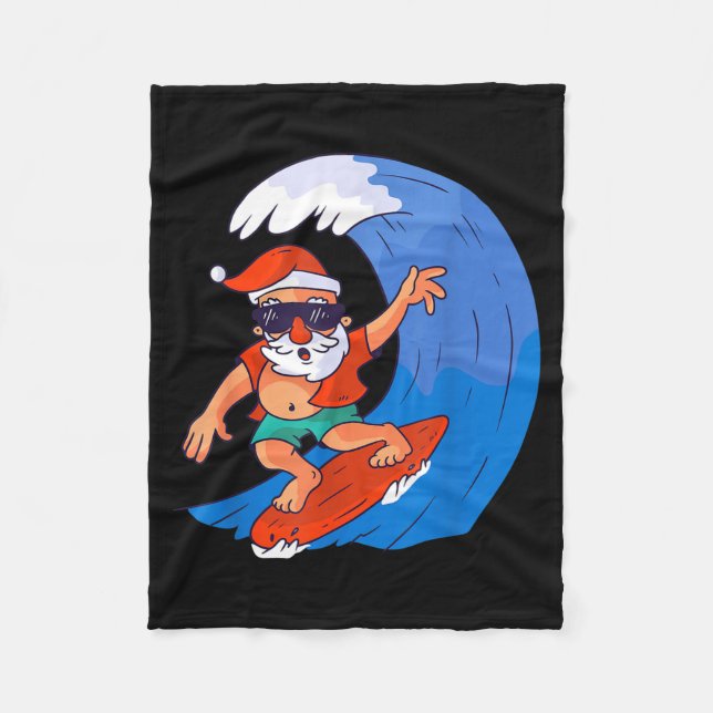 Couverture Polaire Surfing Santa Claus Christmas X-mas Gift  (Devant)