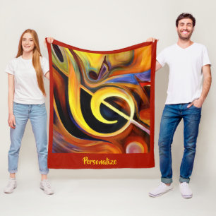 Couverture Polaire Surreal Musical Clef Notes Peinture à l'huile Desi