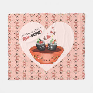 Couverture Polaire Sushi Kawaii rose mignon dans l'amour Saint Valent