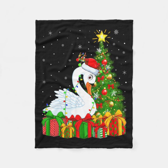 Couverture Polaire Swan Bird Xmas Holiday Santa Swan Christmas Tree  (Devant)