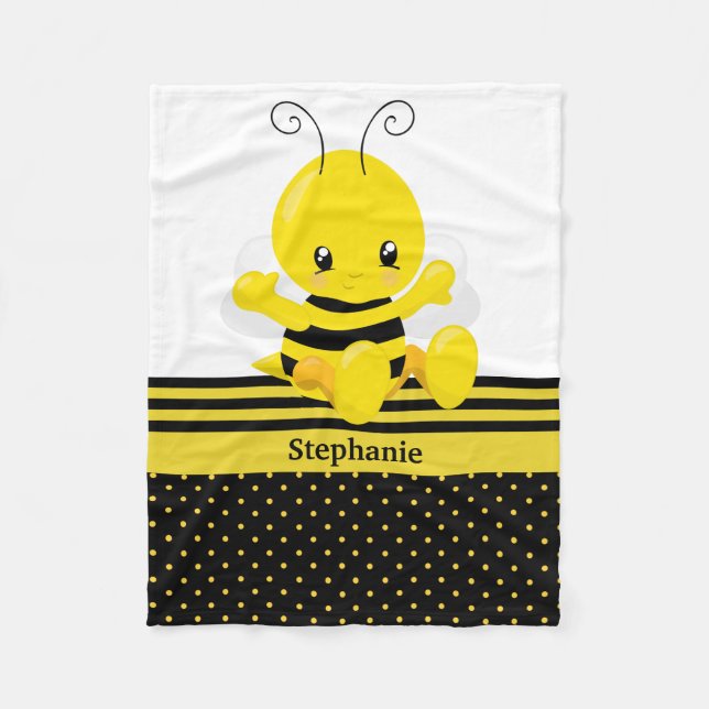 Couverture Polaire Sweet Baby Bee Nom personnalisé (Devant)
