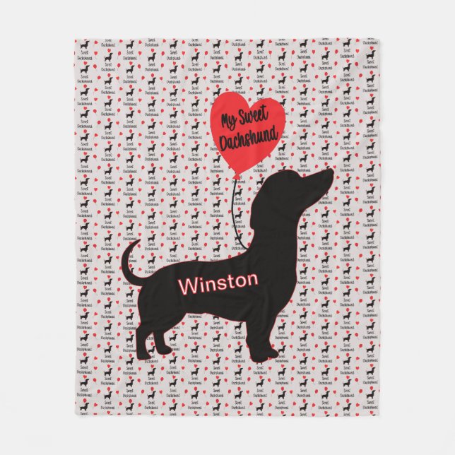 Couverture Polaire Sweet Dachshund : Balloon cardiaque (Devant)
