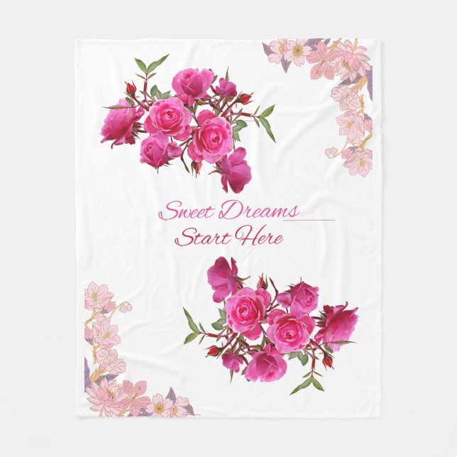 Couverture Polaire Sweet Dreams Commence Ici Rose Fleece Blanket (Devant)