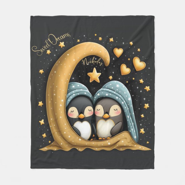 Couverture Polaire Sweet Dreams Jote Design Penguin Nom personnalisé (Devant)