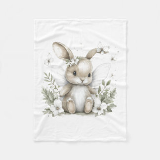 Couverture Polaire Sweet watercolour fairy bunny illustration