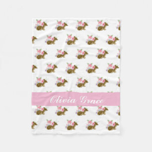 Couverture Polaire Sweet Woodland Animal rose Fleur sauvage Nursery