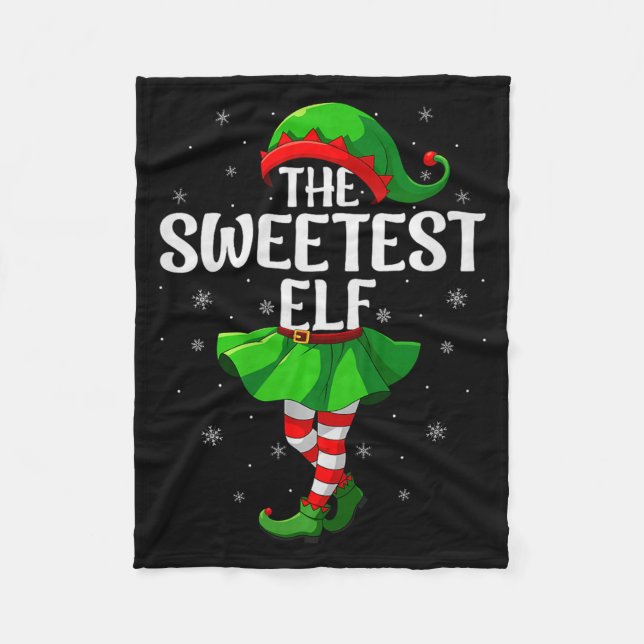 Couverture Polaire Sweetest Elf Christmas Girls Women Elf Squad Xmas  (Devant)