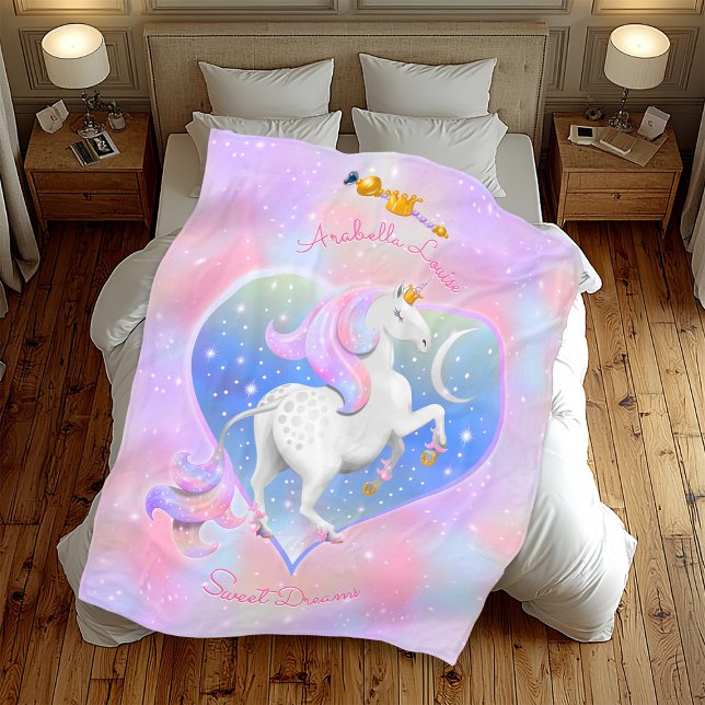 Couverture Polaire Sweets Dreams Pink Unicorn Princesse (Créateur téléchargé)