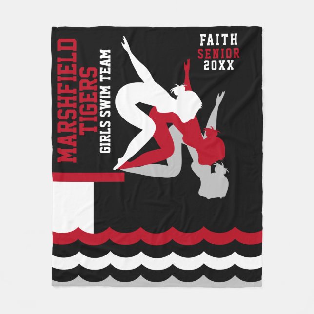 Couverture Polaire Swim Dive Team - Rouge et Noir (Devant)