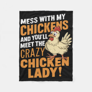 Couverture Polaire Sy Crazy Chicken Lady Avertissement pour les amate