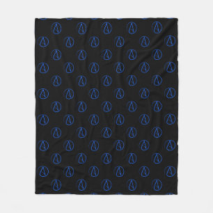 Couverture Polaire Symbole athée : bleu sur noir