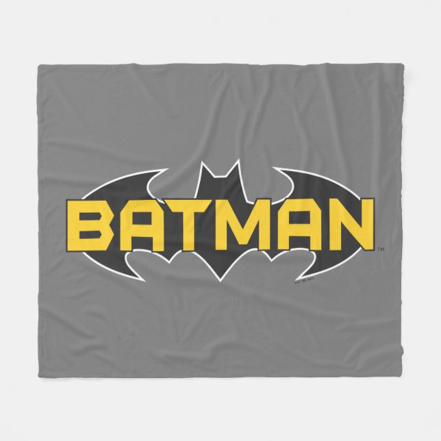 Couverture Polaire Symbole Batman | Nom Logo jaune et noir (Devant (Horizontal))