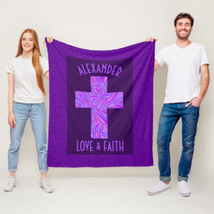 Couverture Polaire Symbole chrétien croisé pourpre de Z personnalis