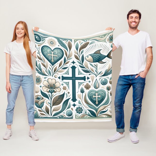 Couverture Polaire Symbole chrétien d'acceptation divine (En situation)