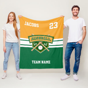 Couverture Polaire Symbole de baseball en vert, or et blanc