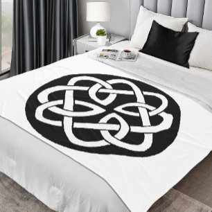 Couverture Polaire Symbole de cercle en entrelacs celtique noir et bl