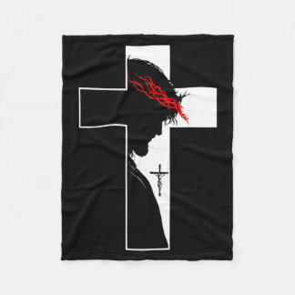 Couverture Polaire Symbole de la foi chrétienne de Jésus Croix Couron